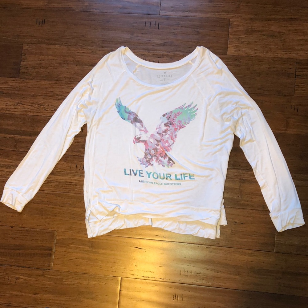 American Eagle white long sleeve size large top